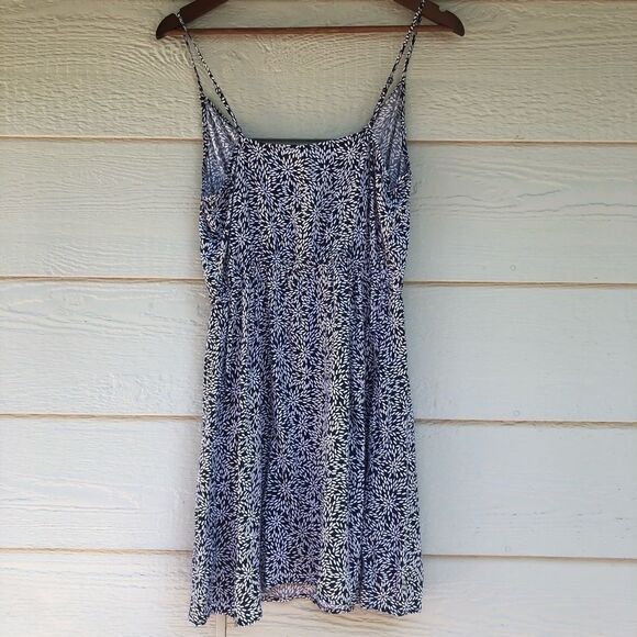 H&M y2k tie front Dress Spagheti Strap slip summer sun beachy navy blue print 10 - Picture 5 of 13